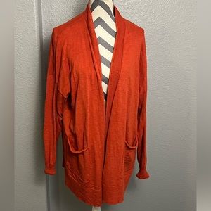 Madewell XXL Orange Lightweight Cardigan Like new Pockets